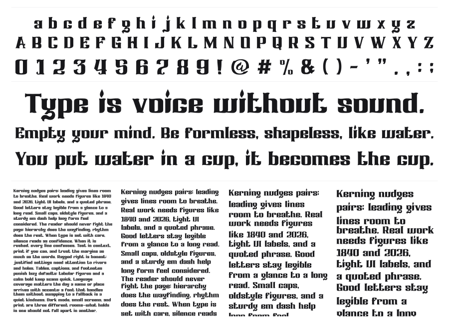 Western Light specimen sheet