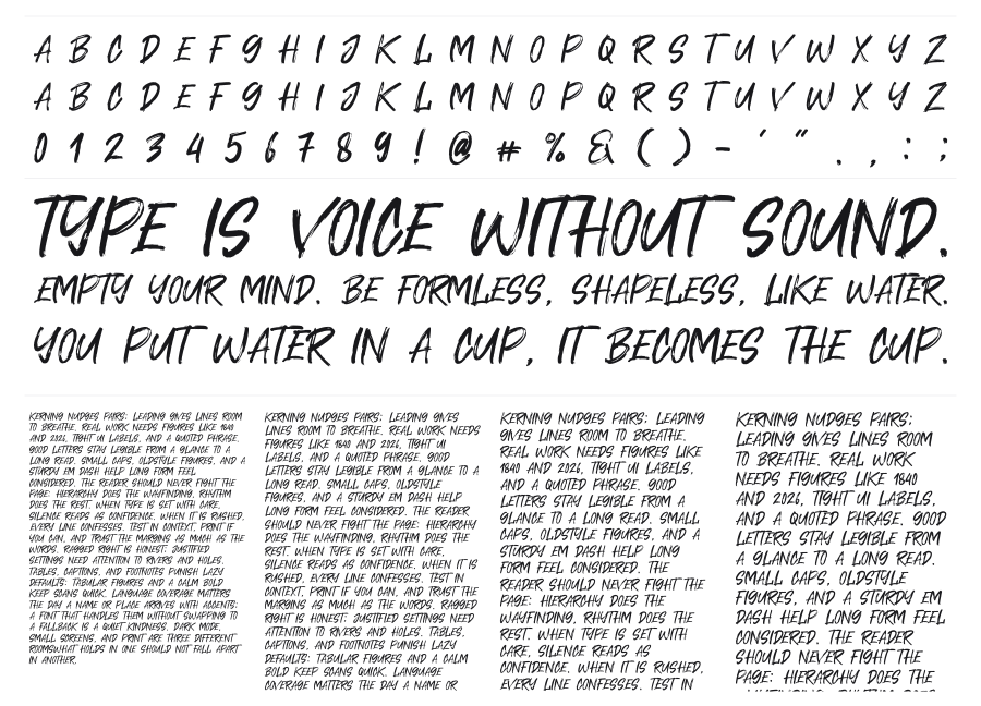 Cavatelo specimen sheet