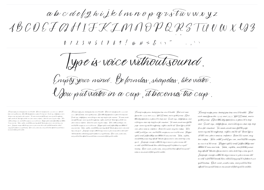 Alandria specimen sheet