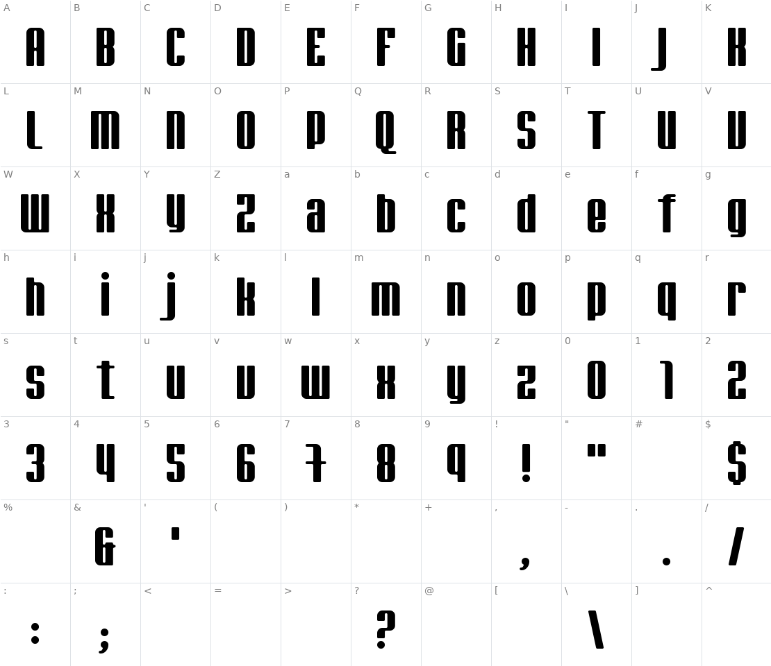 Character set for Jade Monkey