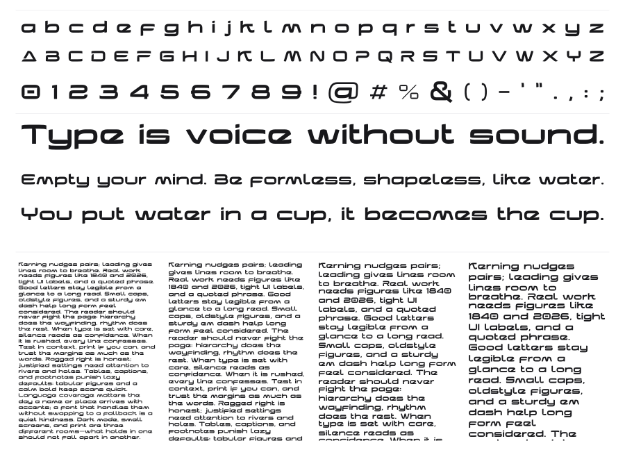 Two Race specimen sheet