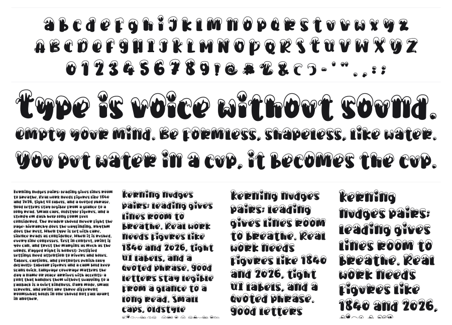 Hello Snow specimen sheet