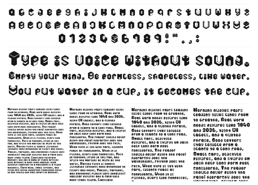 Yashi specimen sheet