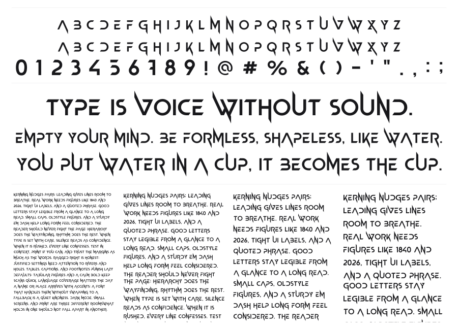 Newton Howard specimen sheet