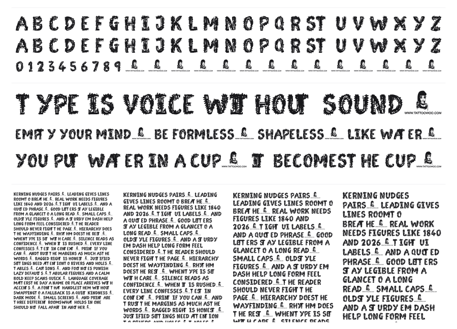 Moonstreet specimen sheet