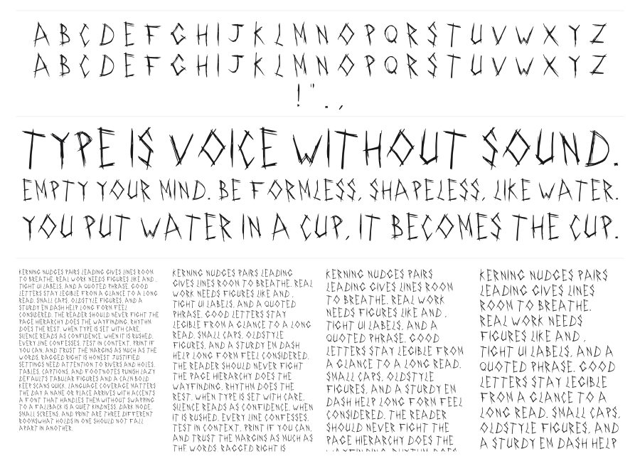 Riddler specimen sheet