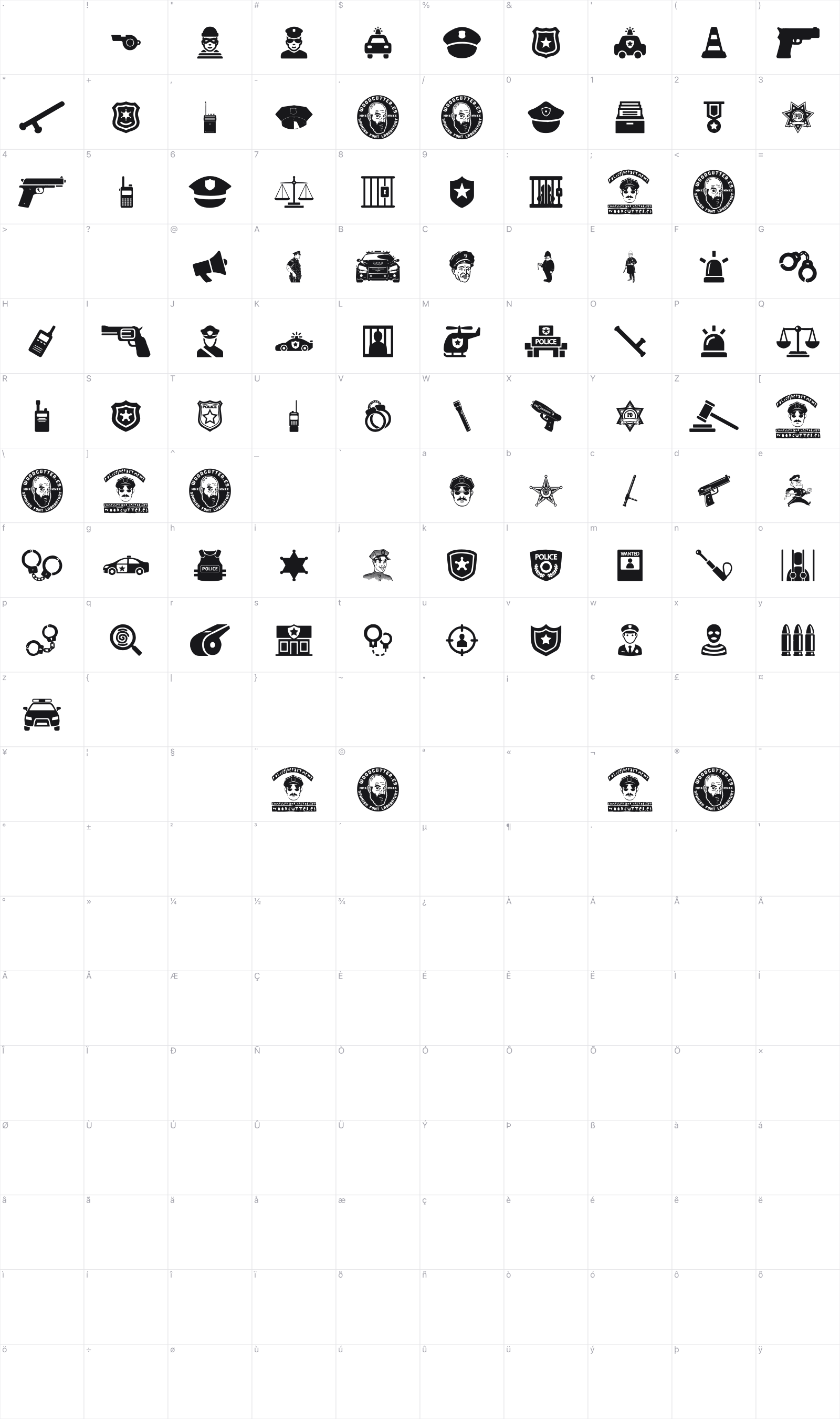 Police Department glyph table
