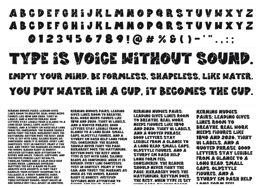 Funky Crack specimen sheet