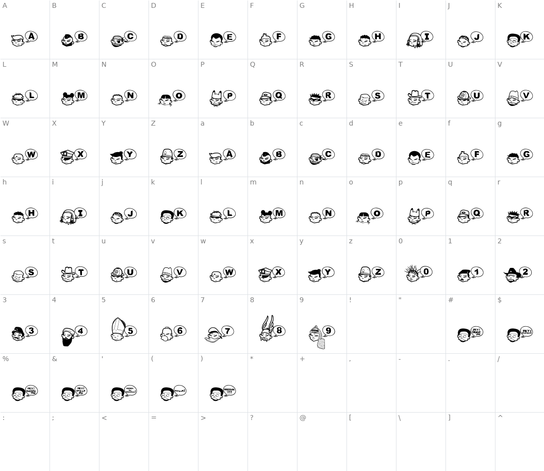 Character set for Tha Boukagne's