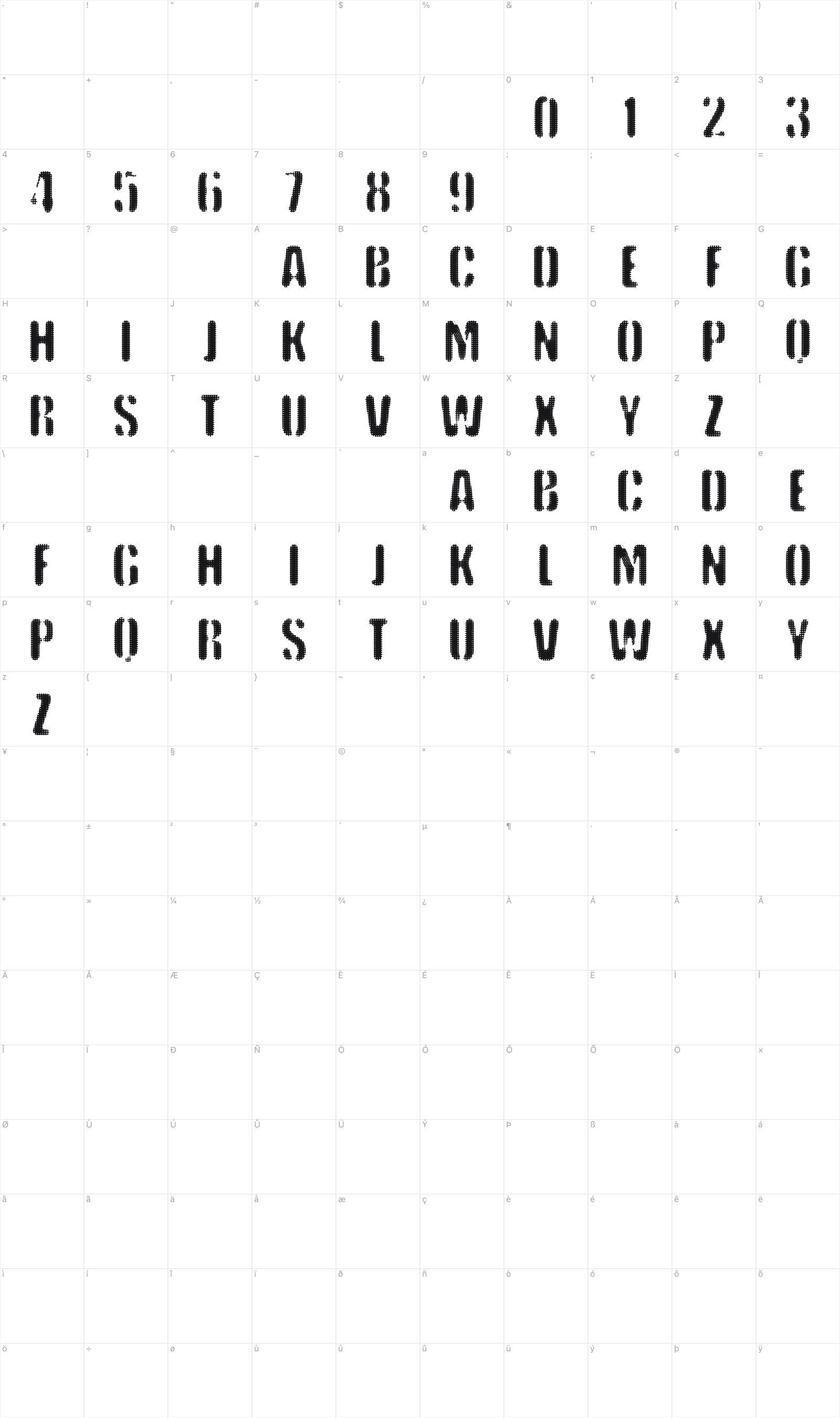 VTKS Keystorm glyph table