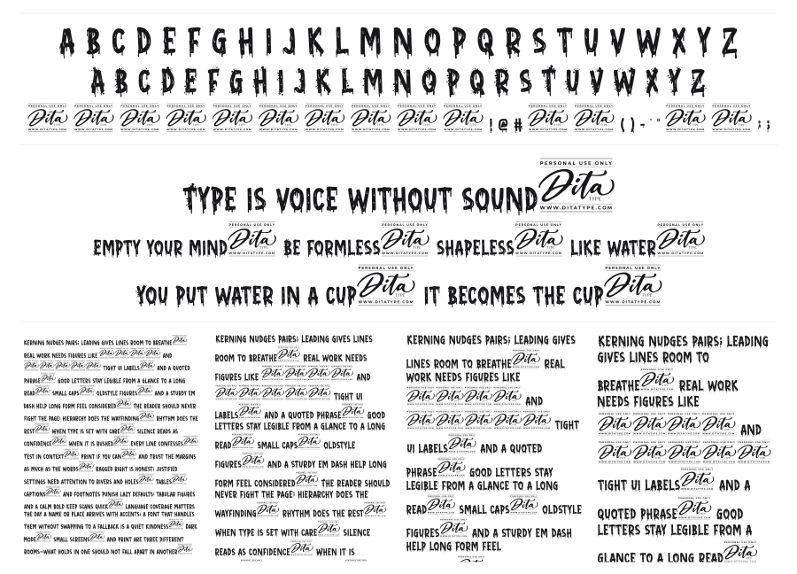 Creepy Tales specimen sheet