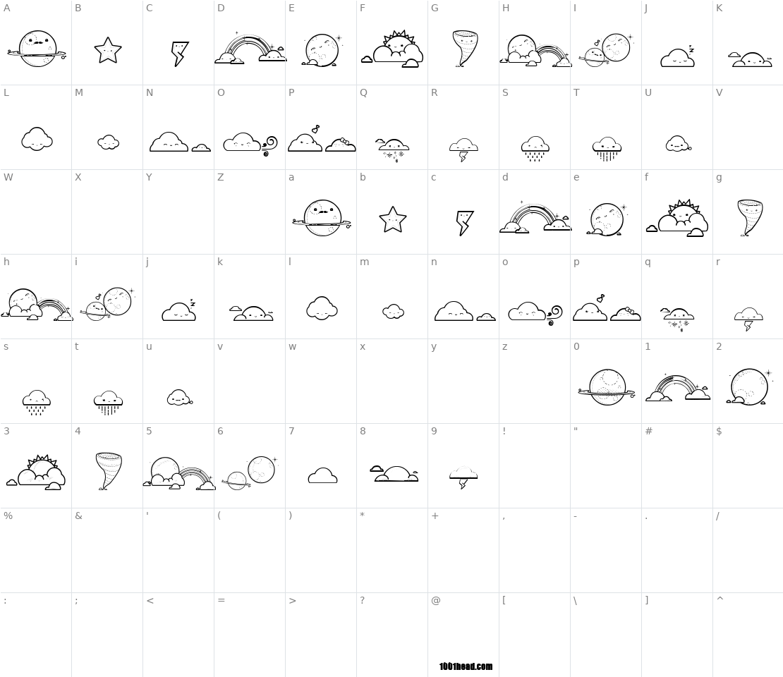 Character set for Toy Cloud