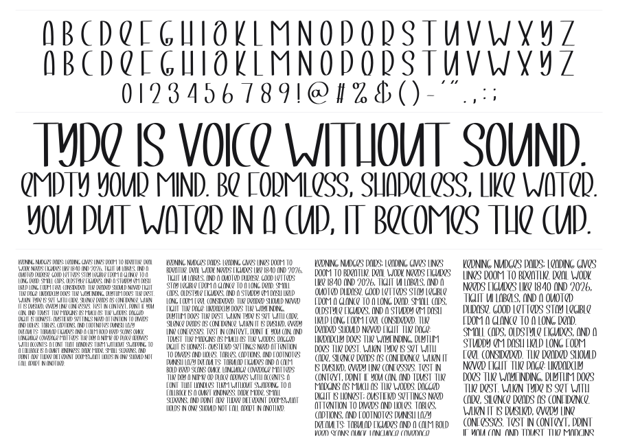 Simple Thinking specimen sheet