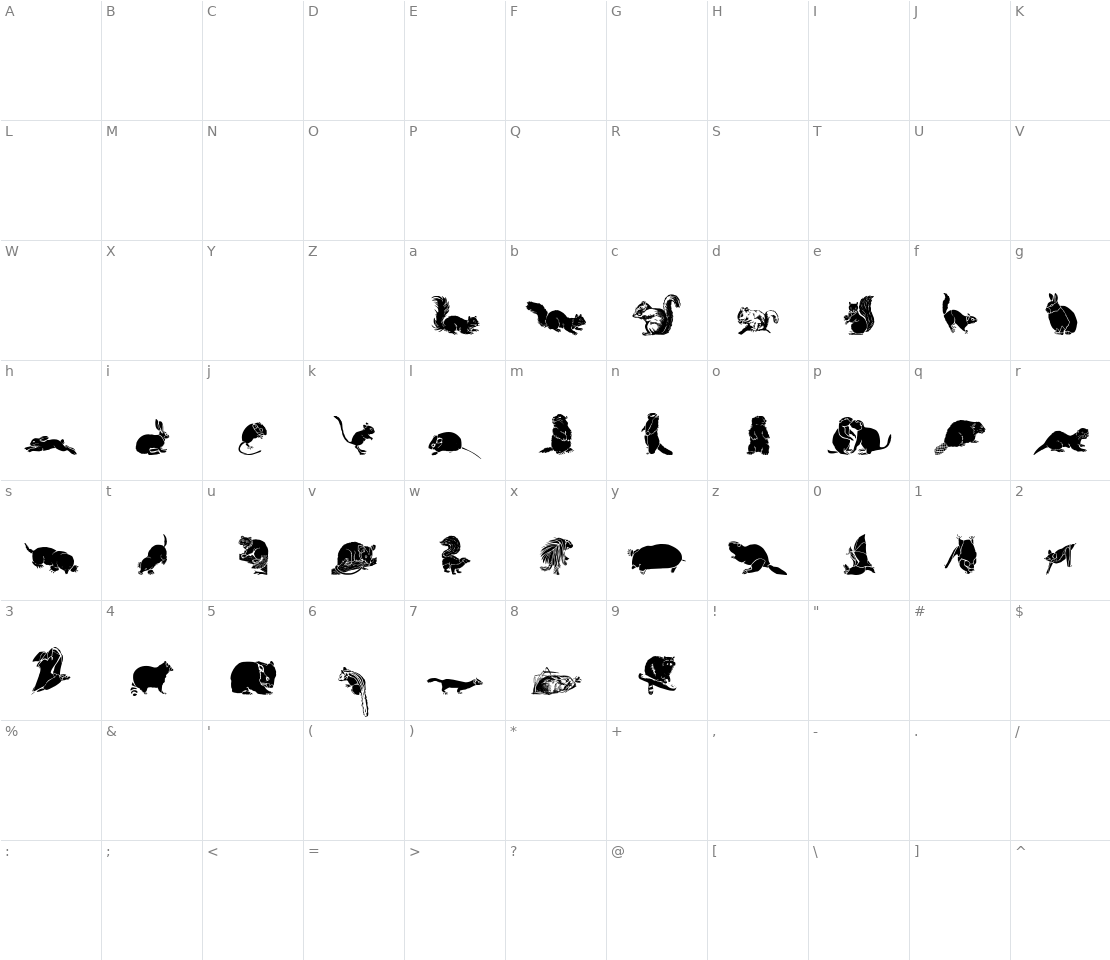 Character set for WW Furry Friends