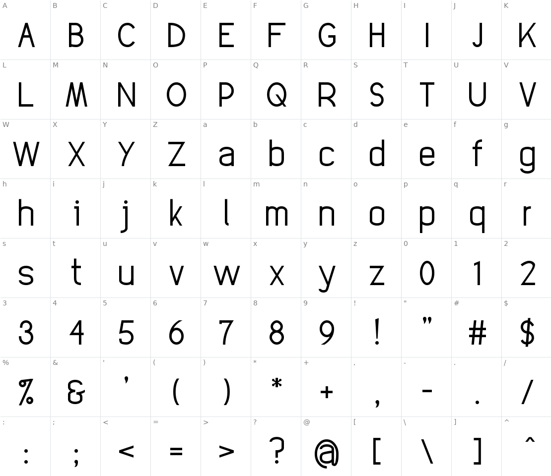 Character set for Elegan Tech