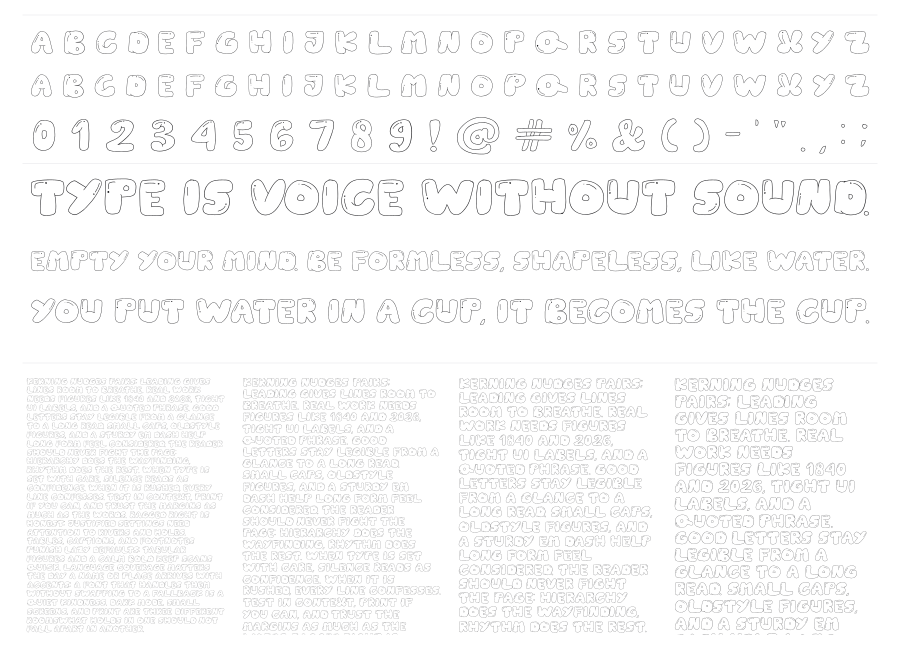 Playful Swollen specimen sheet
