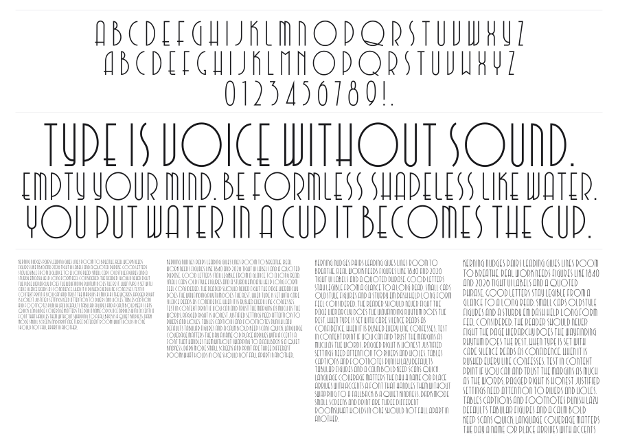 Quincento specimen sheet