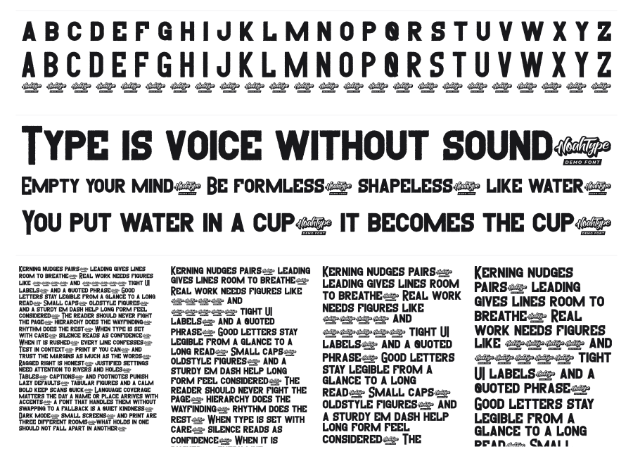 Sweetzy specimen sheet