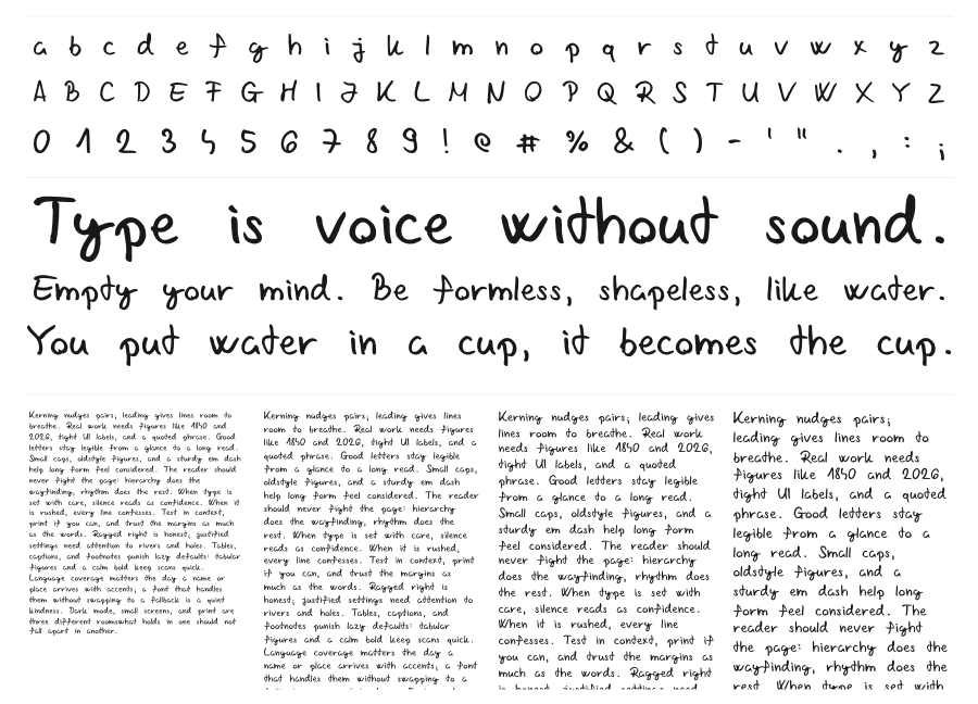 Chabinho 2008 specimen sheet