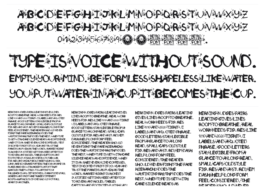 Retro Killer specimen sheet