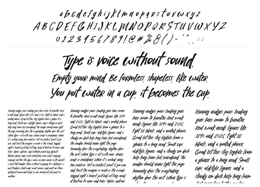 Blank Magic specimen sheet