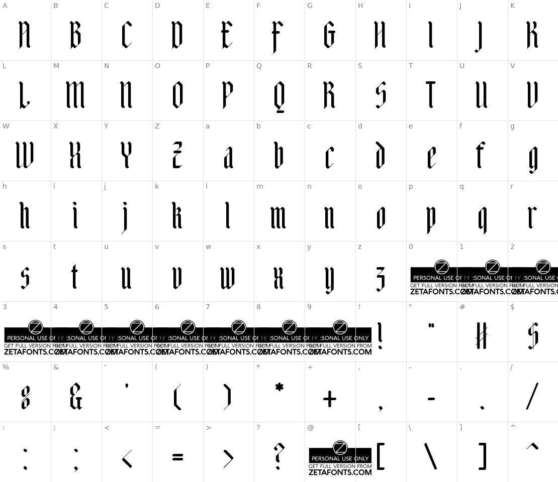 Character set for Adlibitum