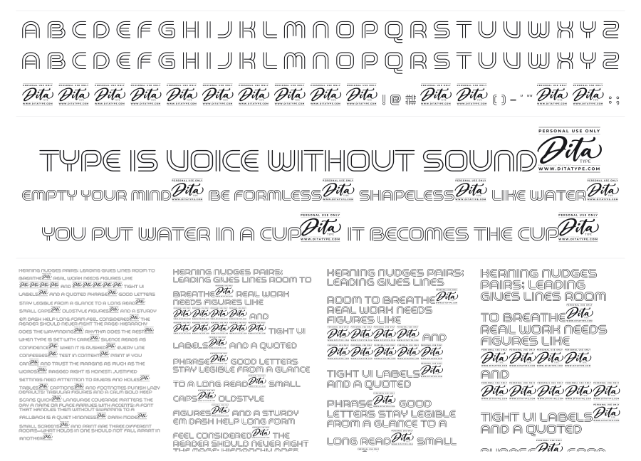 Neon Backlight specimen sheet