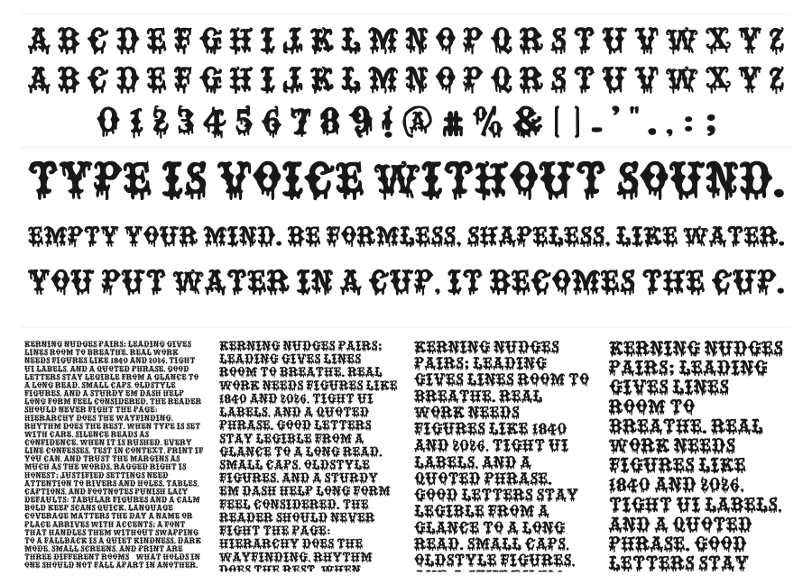 Bad Mother Fucker specimen sheet