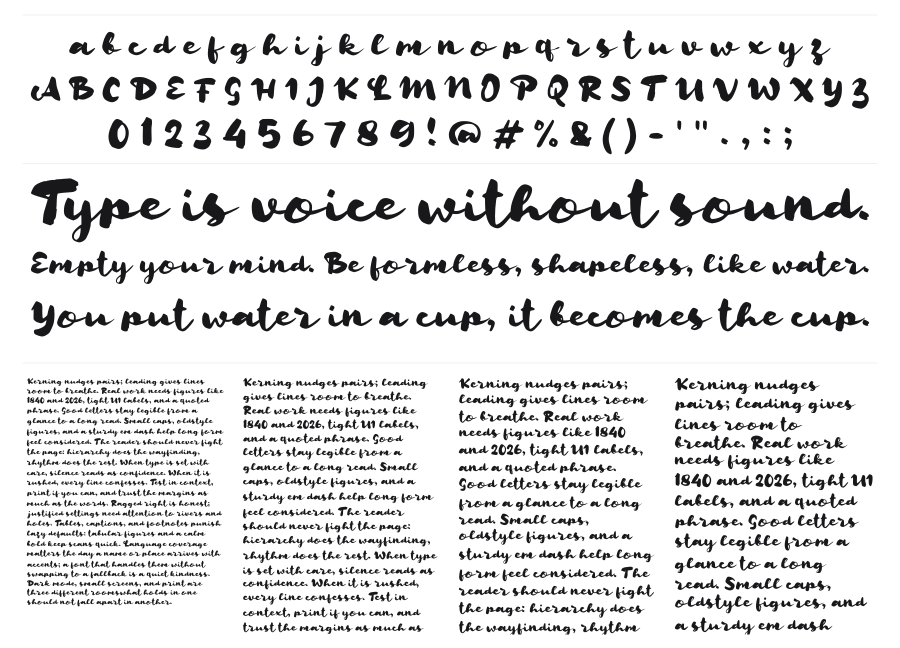 f Fone specimen sheet