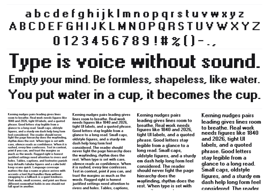 Windows specimen sheet