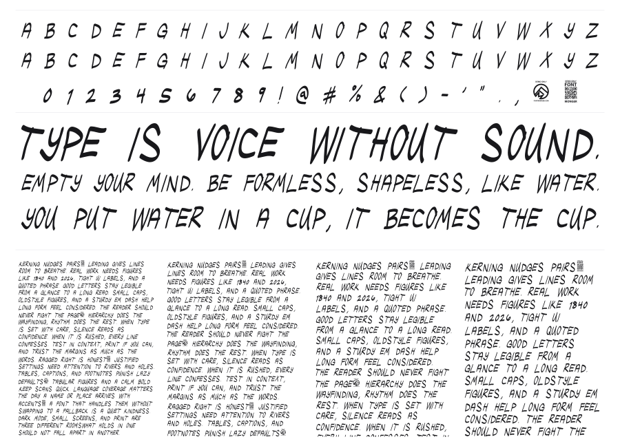 Ugly Kids specimen sheet