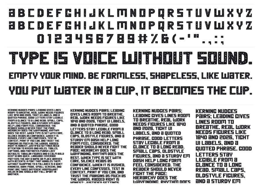 Summer Square specimen sheet