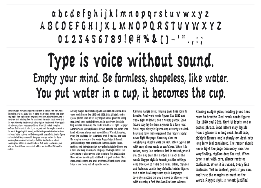 Funky Vibes specimen sheet
