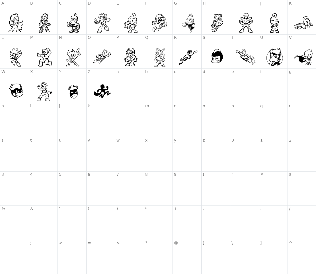 Character set for Tiny Heroes