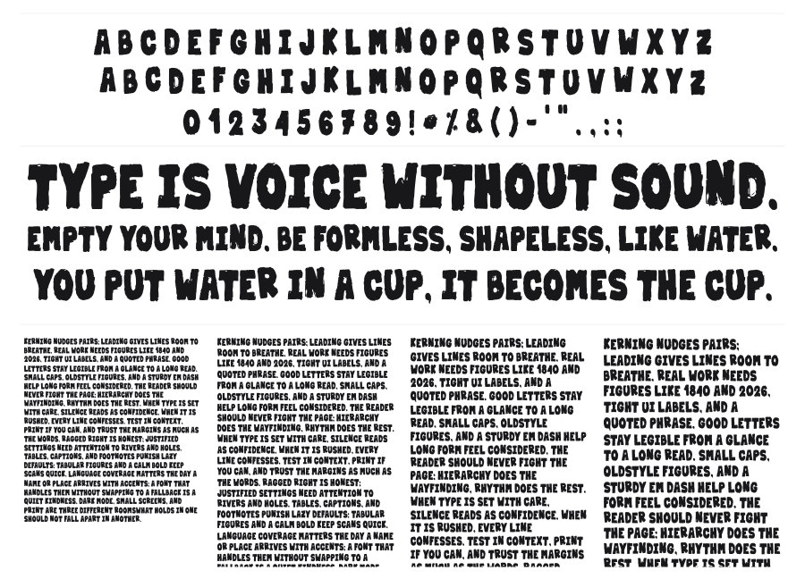 Dirty & Strong specimen sheet