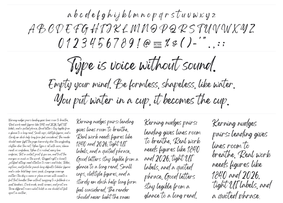 Gellatio specimen sheet