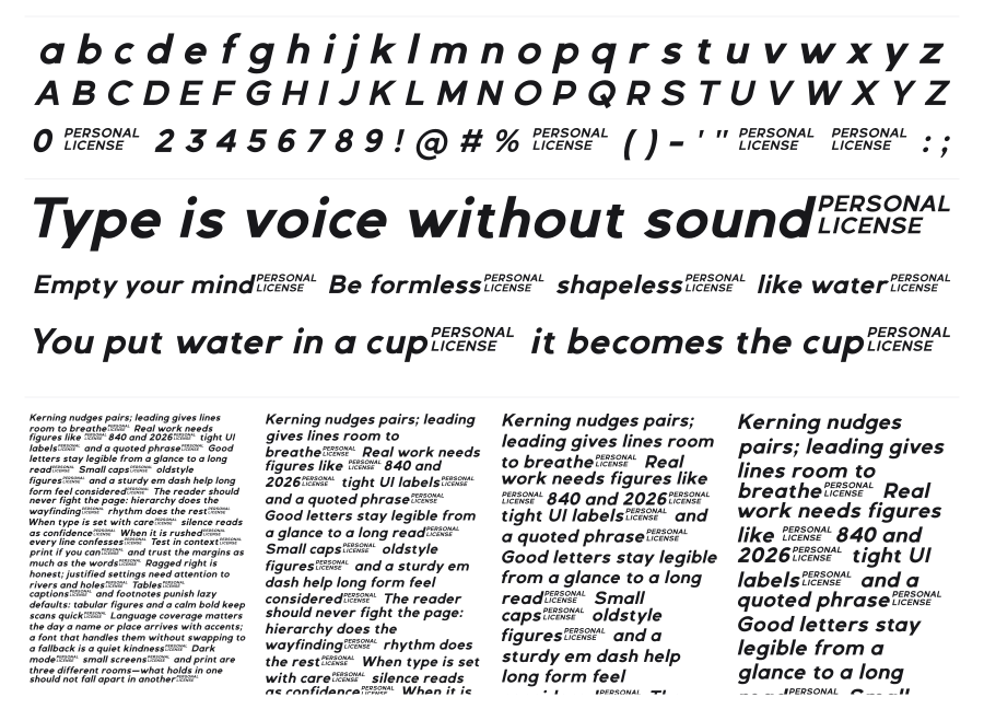 Gexo Sans specimen sheet