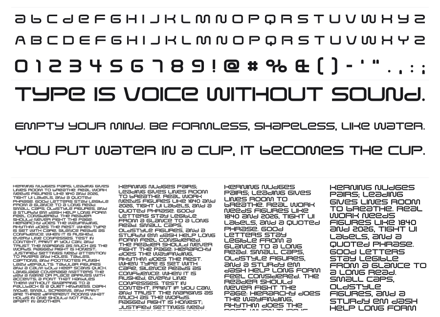 Saved By Zero specimen sheet