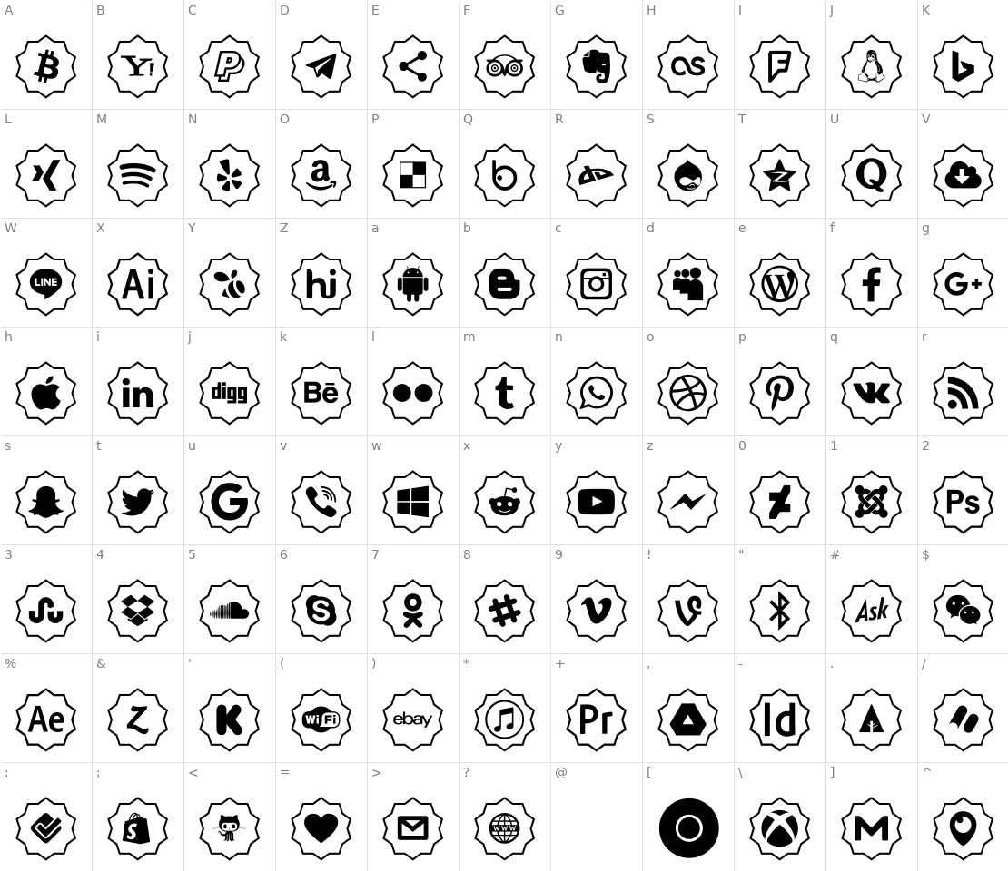 Character set for Font Color icon