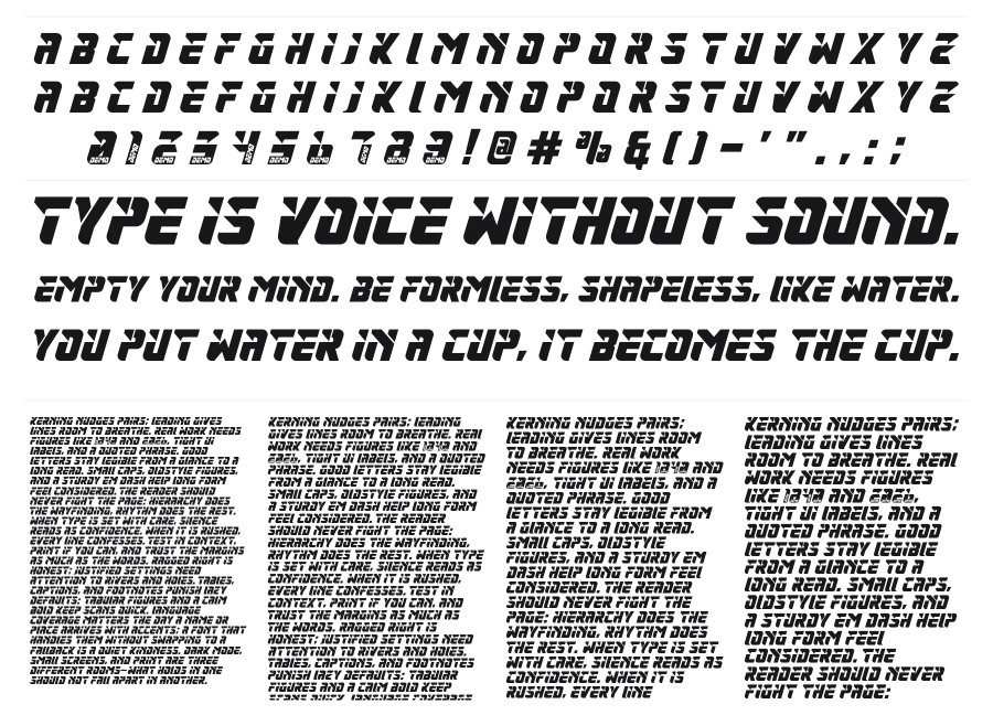 Esports GT specimen sheet