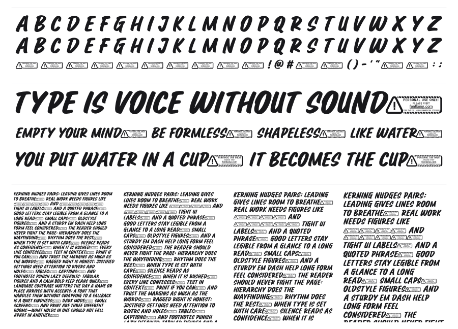Funky specimen sheet