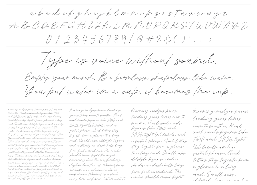 Kingsley Roman specimen sheet