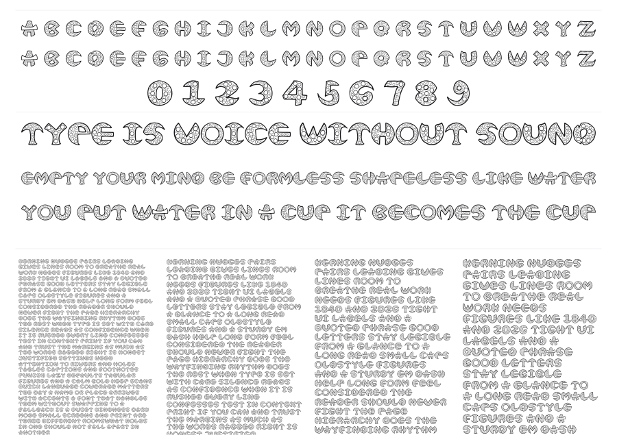 Bubble In Text specimen sheet