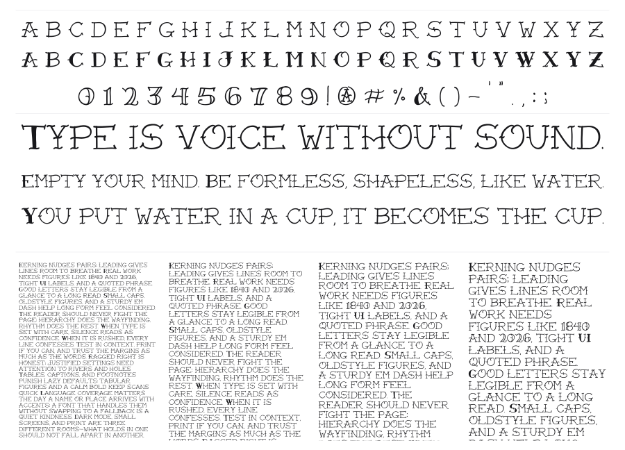 VTC Freehand Tattoo One specimen sheet