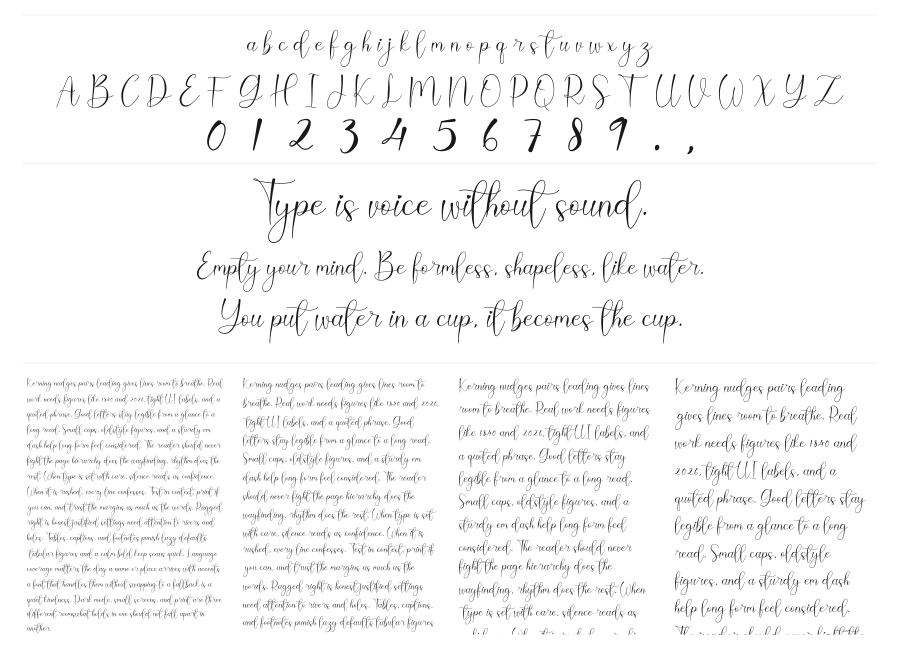 Just You specimen sheet