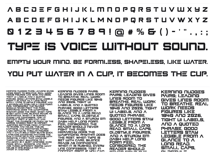 Qehadex specimen sheet