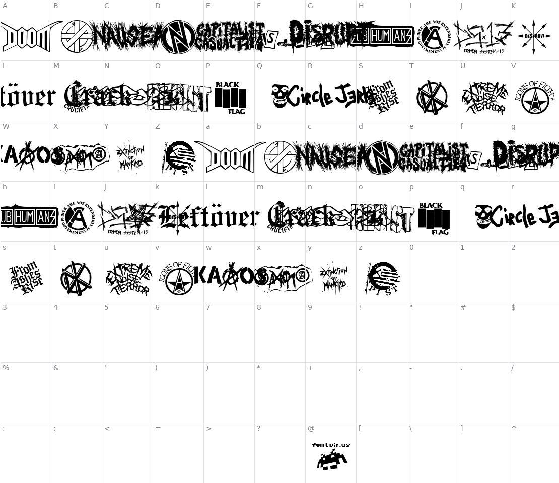 Character set for Punk Rawk