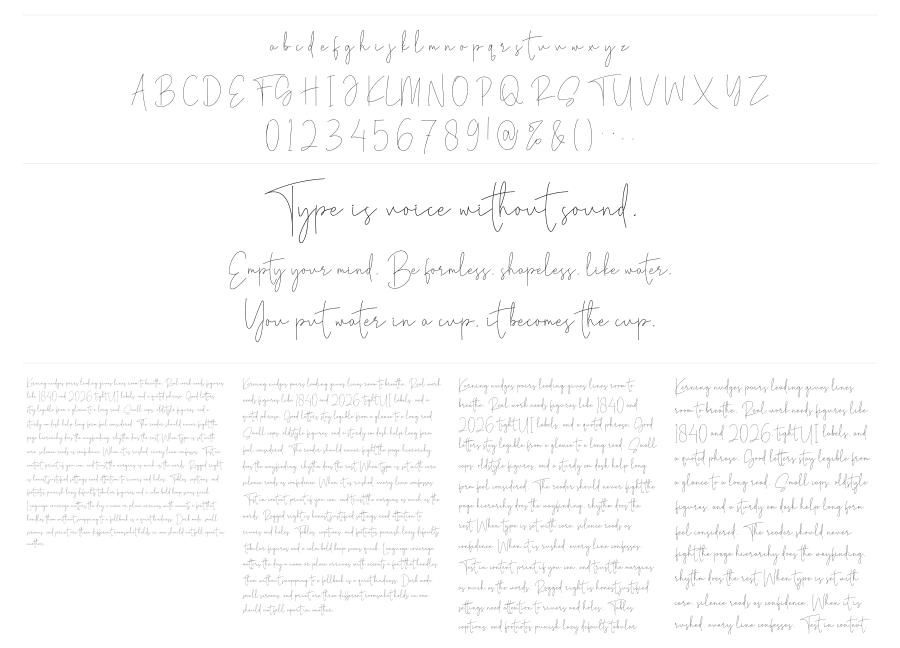 Viollet Signatture specimen sheet