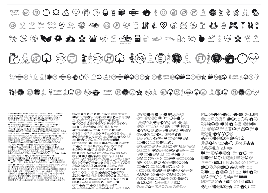 Vegan Icons specimen sheet