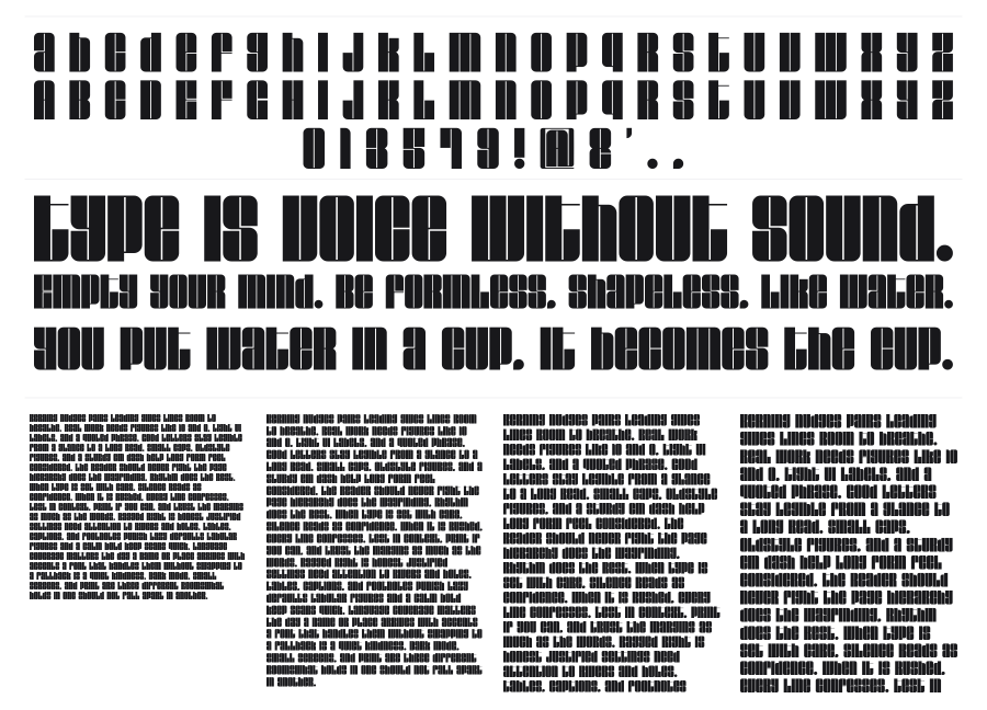 Ravenda specimen sheet
